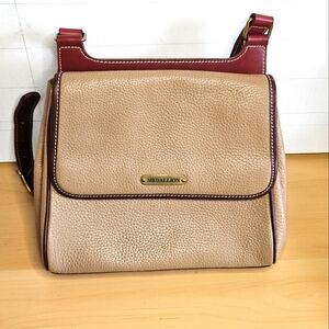 Vintage 2 tone red and tan leather cross body style